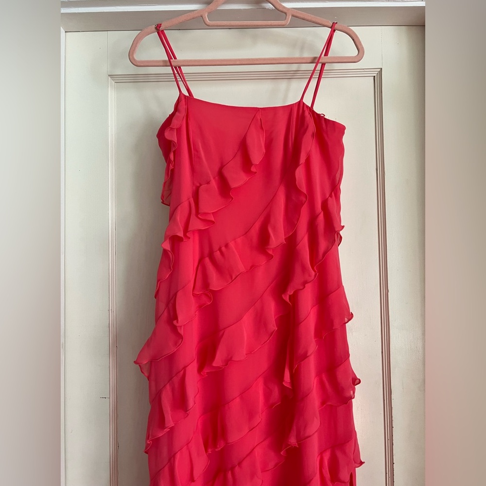 Gianni Bini Taylor Chiffon Straight Neckline Sleeveless Ruffle Long Dress NWT - Picture 3 of 8